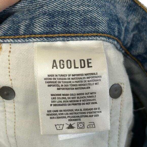 AGOLDE Distressed Parker Shorts Women's Sz 26 Button Fly Light Wash Raw Hem - Picture 5 of 7